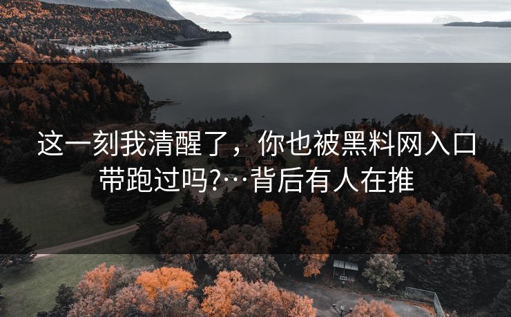 这一刻我清醒了，你也被黑料网入口带跑过吗?…背后有人在推